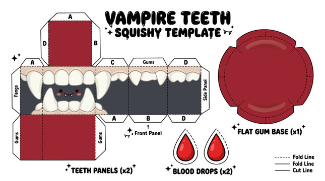 Vampire Themed Squishy Teeth Template Set.