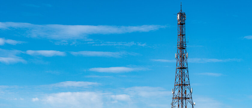 Telecommunication tower standing on a mountain ridge
