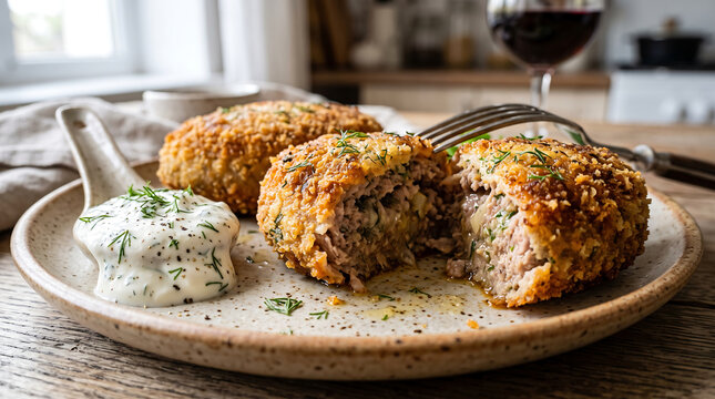 Hyper Realistic 9K Low Angle Close Up Moldovan Parjoale Meat Patties Food Photography