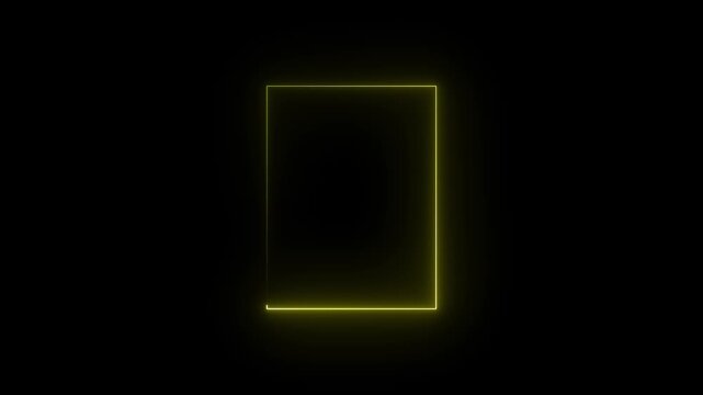 glowing rectangle border loop animation video with abstract neon banner frame, photo frame on black background.4k animation