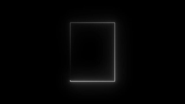 glowing rectangle border loop animation video with abstract neon banner frame, photo frame on black background.4k animation video