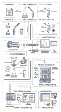 Scientific laboratory workflow diagram illustrating chemical analysis process