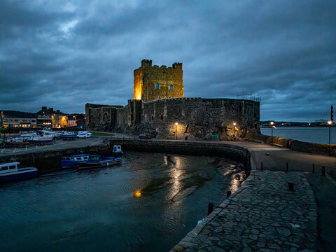 Aerial view of Carrickfergus Castle in Northern Ireland
