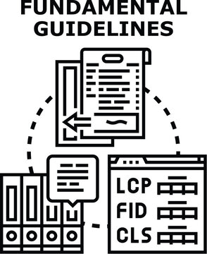 Fundamental guidelines concept website performance metrics, data analysis, and documentation for optimizing core web vitals