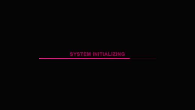 Minimalistic loading screen with system initializing text on black background