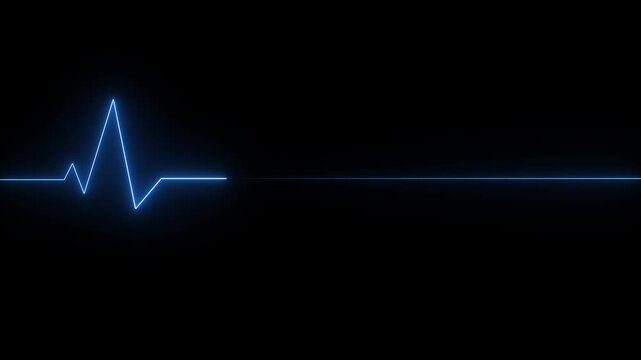 Blue color Heartbeat monitor ECG gradient line neon. black background.4k video.