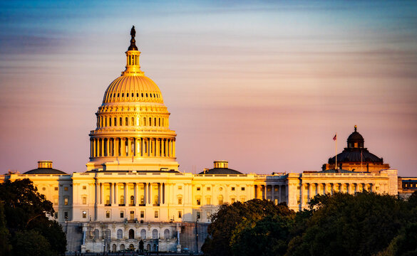 Sunset View of the United States Capitol Building