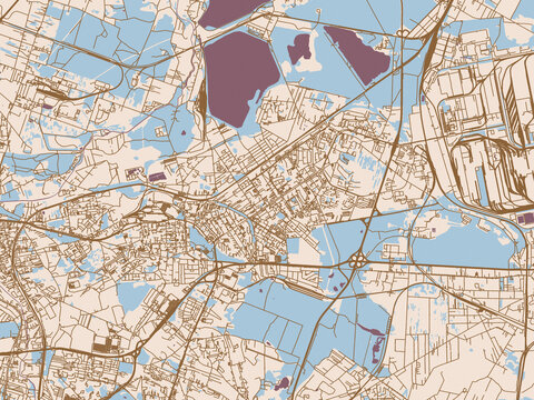 Soft neutral street map of Dabrowa Gornicza, Poland