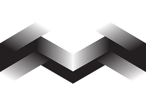 Symmetrical vector pattern of sharp, parallel black lines on a white background. A decorative divider element. A vector background suitable for covers, advertising, labels, packaging, logos, interior 