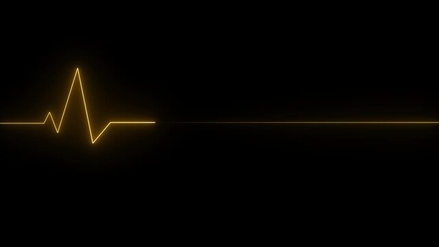 Heartbeat monitor ECG gradient line neon. Glowing neon heartbeat rate and pulse line with grid, loop motion animate footage. black background.4k animation video.
