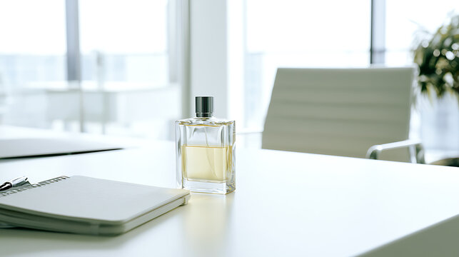 Fragrance application in a modern office setting for daily personal care and confidence
