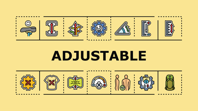 Adjustable banner infographic. Variable customizable, slidable foldable, reversible retractable icon vector illustration
