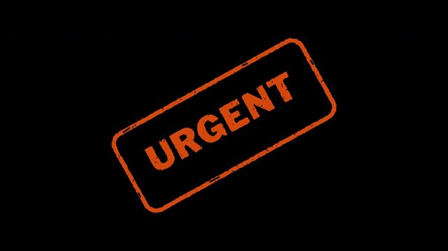 Orange urgent rubber stamp graphic on a black background for business priority and emergency concepts.
