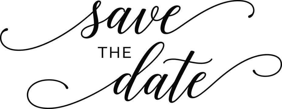 Save the date elegant calligraphy script text