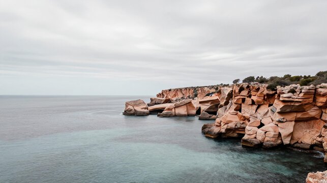 Overcast Muted Cliff Coast Mallorca Spain