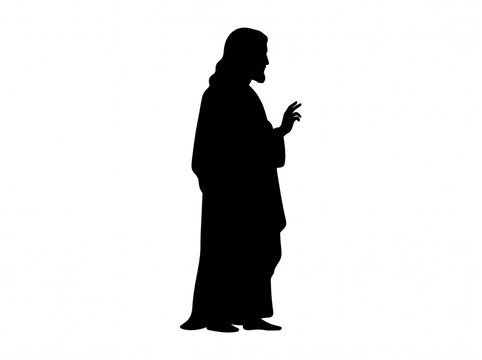 Jesus silhouette. Jesus isolated on white background. Jesus face silhouette. Vector illustration. hand drawn. black silhouette of Jesus Christ.