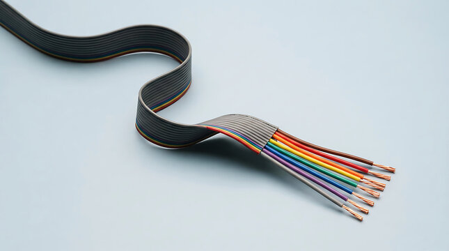 Cut network cable showing colorful wires against a light gray background