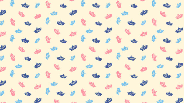 cute origami paper boat seamless pattern.