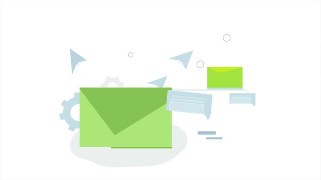Message flying with digital platform, message send and flying process, 2d animation