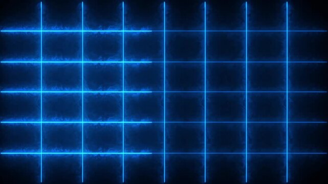 Neon glowing rectangular frame. blue color. Gradient neon frames with smoke, Animation of glowing neon rectangles abstract background.4k video