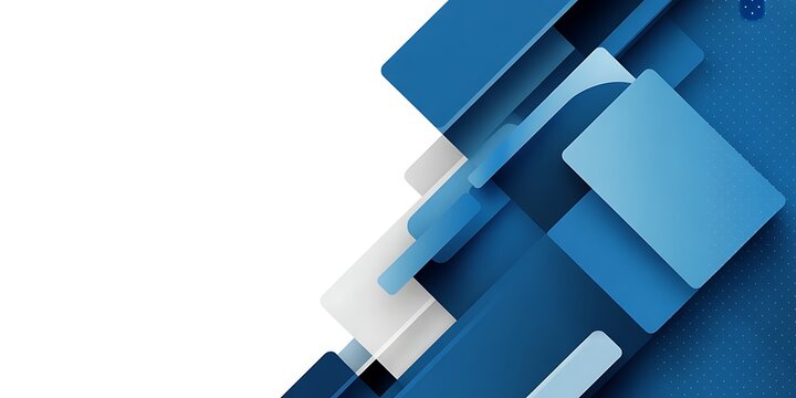 Abstract Corporate Presentation Template Background with Blue Geometric Overlapping Stripes and Copy Space