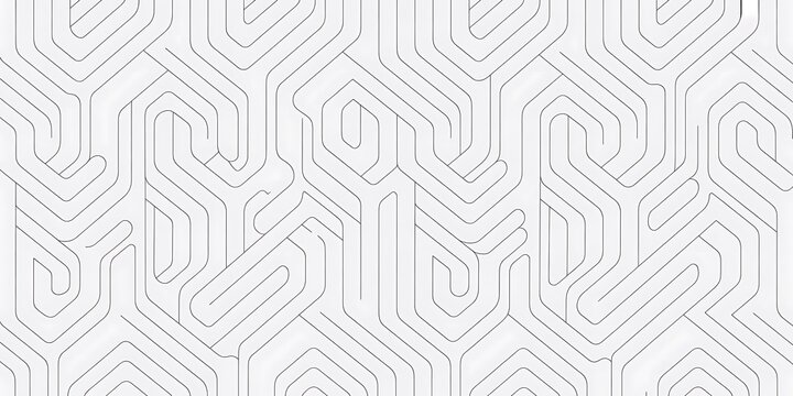 Abstract Geometric Line Art Vector Pattern with Clean Thin Outline Shapes on White Background