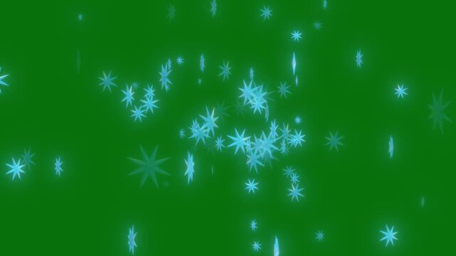 Sparkle twinkle star animation, glowing blue doodle stars, glitter shine burst, sparkle Star light effect, glowing twinkling glitter star on green background, 4K festive overlays