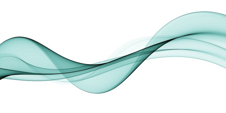Green wave on white background. Design element. Motion effect. Abstract graphic wavy line.