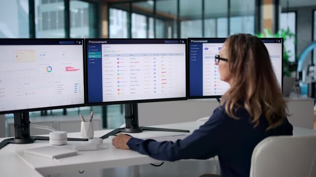 Procurement Manager Reviews Supplier Bids On Computer