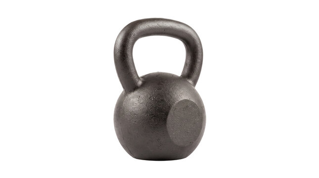 Black kettlebell on transparent background