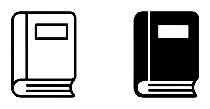 Vector Book Icons, Open Book Symbol, Closed Book Graphics, Literature and Education Symbols, Black and White Icons for Learning and Knowledge
