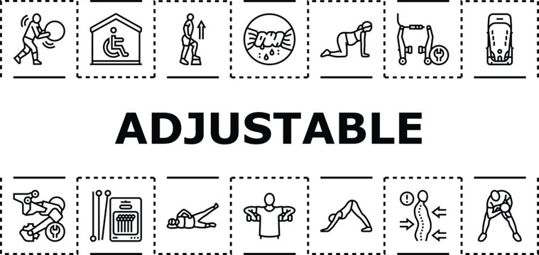 Adjustable banner infographic. Customizable reversible, scalable variable, movable extendable icon vector illustration