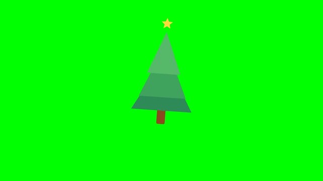 Minimalist flat vector illustration of a Christmas tree isolated on a green screen background.