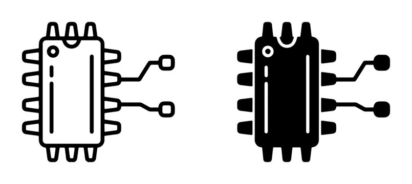Microchip Icons, Integrated Circuit Symbols, Computer Chip Graphics, Electronic Component Vector Set