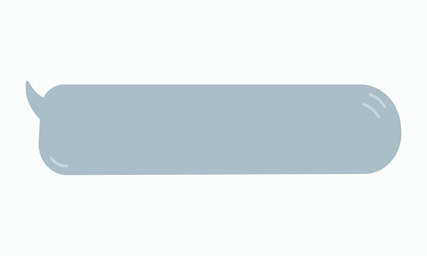 Long light blue rounded message bubble with a speech tail for text or chat messages on a gray background, modern communication concept.