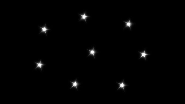 Sparkle star glowing animation, blinking light effect on transparent black background, sparkling star twinkle white cartoon doodle animation, glowing glitter burst sparkle effect overlay, 4K