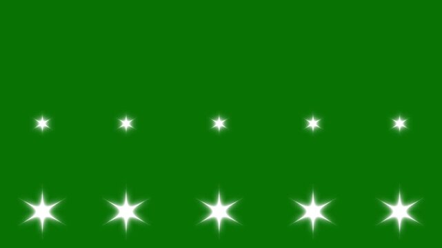 Twinkling glitter stars motion graphics on green screen background, Sparkling star twinkle white cartoon doodle animation, flat vector blinking shining light twinkling effect glowing, 4K