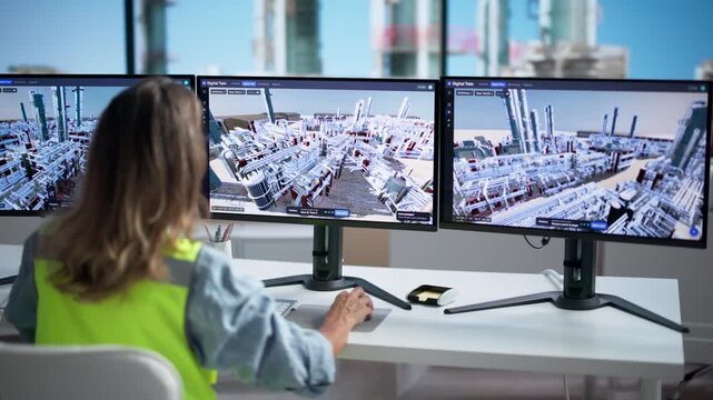 Industrial Engineer Carefully Monitors Real-time Plant Data