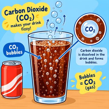 Fizzy Drink Showing Dissolved Carbon Dioxide Bubbles School Science Concept