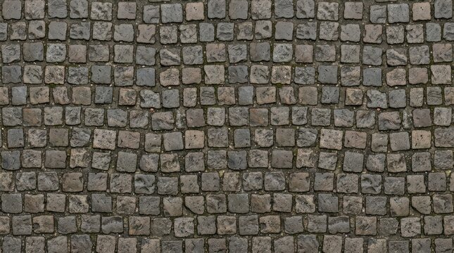Weathered cobblestone wall texture with uneven mortar and natural stone