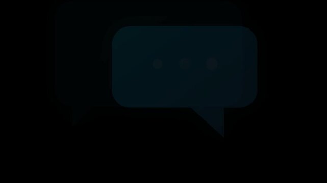 Minimalist dark blue chat speech bubble icons on a black background for communication concept