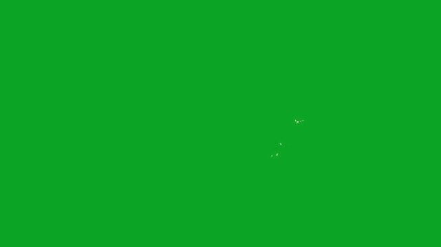 4K green screen glitter background with sparkling stars, doodle cartoon white blinking stars, golden glitter tail with alpha channel, fantasy light magic trail animation with glowing dust.
