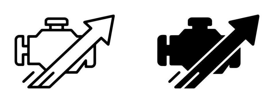 Engine Performance Boost Icon, Automotive Power Increase Symbol, Motor Efficiency Growth Graphic, Vehicle Speed Up Vector Art