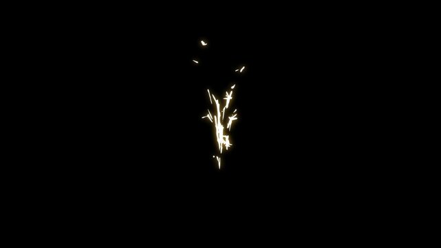 Sparkle lights animation with golden glitter tail, 4K alpha channel glowing white cartoon stars in doodles vector style, night sky loop effect on black transparent background.