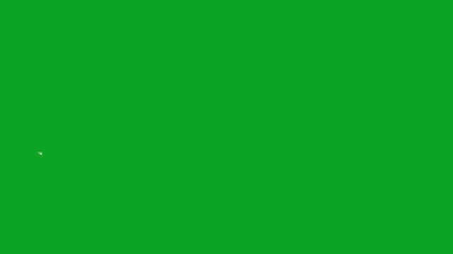 Twinkling star glitter sparkle background, golden glitter dust trail with alpha channel, blinking cartoon stars in white flat vector doodle style on green transparent screen 4K video loop.
