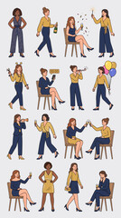 Fototapeta premium Diverse group of women celebrating and socializing at a vibrant party event.