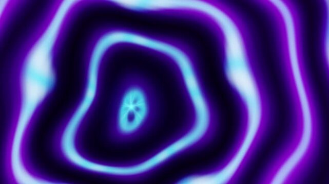 Abstract neon tunnel animation with glowing purple and blue waves loop