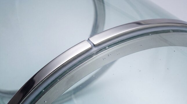 Curved Glass and Polished Chrome Metal Rim Detail