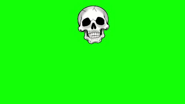 Halloween Skull Green Screen Floating Top Head Spooky Party Video Overlay