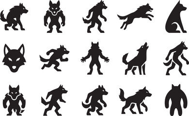 Fototapeta premium Werewolf Werewolf Silhouette Collection for Fantasy Designs